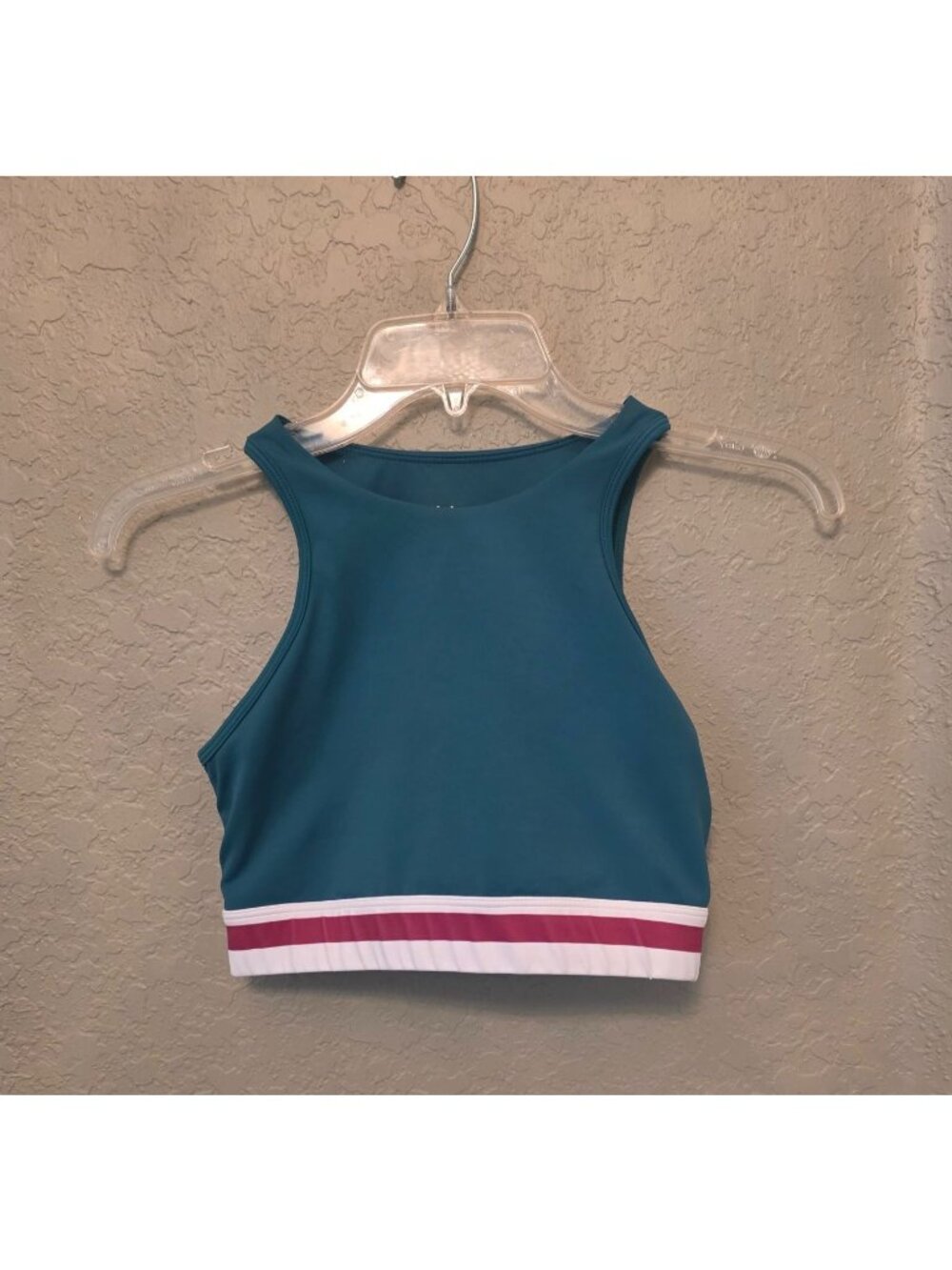 WILO Green Pink Striped Sports Bra S EUC